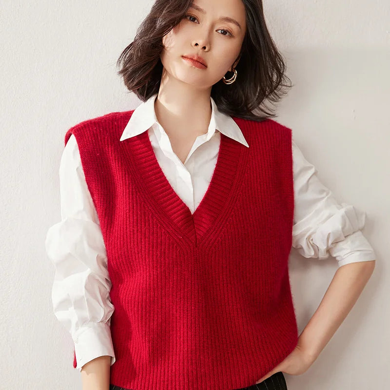 Elise Ribbed Cashmere Vest