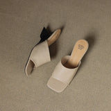The Wide Strap Leather Flat Slide