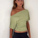 Women's One Shoulder Short Sleeve Top