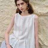 The Pleated Hem Linen Top