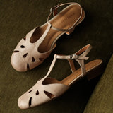 Cassis Italian Leather Low Heels