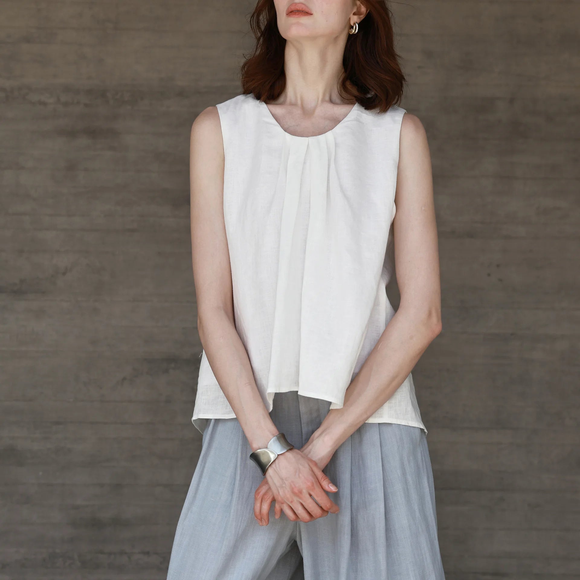 The Gathered Pleat Linen Tank