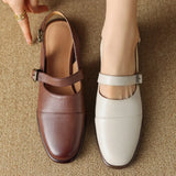 Biarritz Leather Slingback Flat Sandals