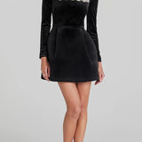 Éclat Lacceti Women's White Jewel Trim Long Sleeve Mini Dress