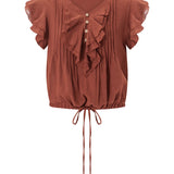 The Ruffle Front Gauze Crop Top