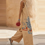 Women's Floral Wide Leg Jumpsuit Sleeveless Summer