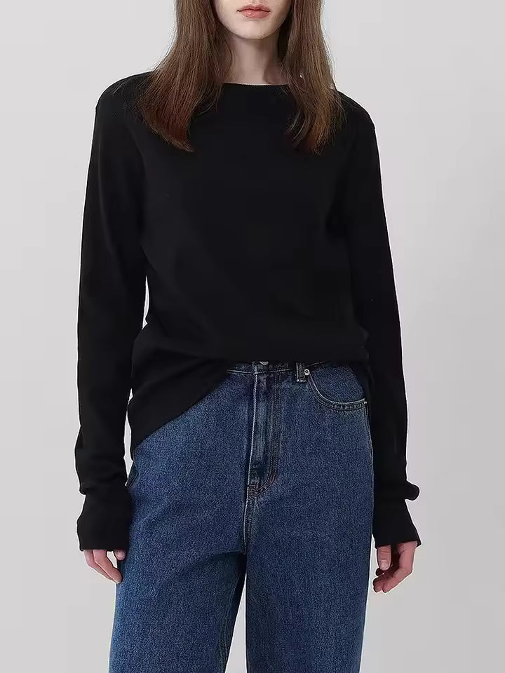 Wren Solid Knit Long Sleeve Tee