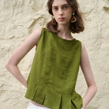 The Pleated Hem Linen Top