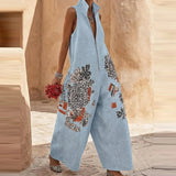 Women's Floral Wide Leg Jumpsuit Sleeveless Summer