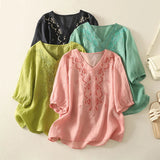 Eloria V-Neck Cotton Blouse