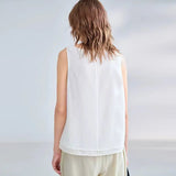 Women's Square Neck Tank Top Ramie Lyocell Loose