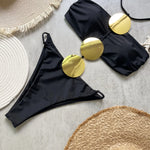 Riviera Strappy Backless Monokini in Camel — Swimwear