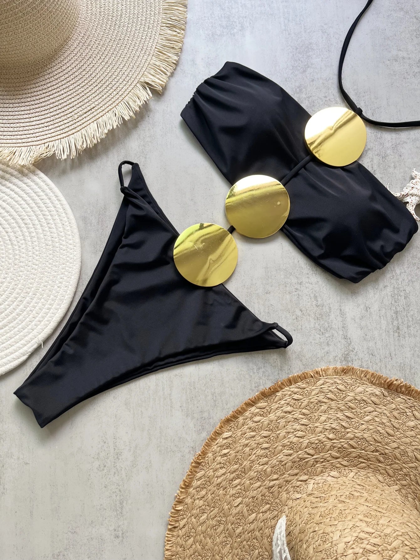 Riviera Strappy Backless Monokini in Camel — Swimwear