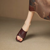 The Wide Strap Leather Flat Slide