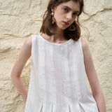 The Pleated Hem Linen Top