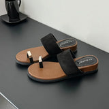 The Wide Strap Suede Toe Ring Slide