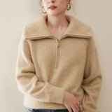 Victoire Half-Zip Stand Collar Sweater