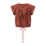 The Ruffle Front Gauze Crop Top