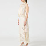 The Halter Lace Inset Midi Dress