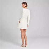 Monaco Lacceti Women's Tweed Pearl Trim Blazer Mini Dress