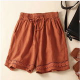 Lenora Embroidered Linen Shorts