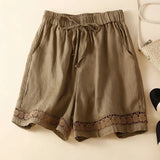 Lenora Embroidered Linen Shorts