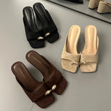 Women's Wedge Sandals Square Toe High Heel Summer