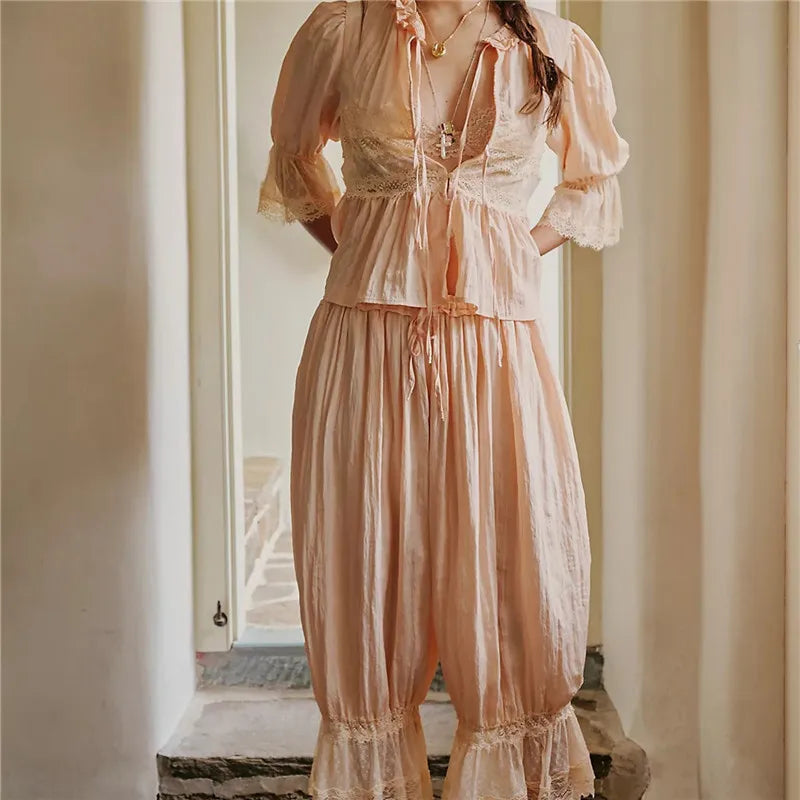 The Sage Lace Ruffle Two-Piece Set