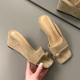 Women's Wedge Sandals Square Toe High Heel Summer