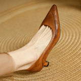 The Cognac Leather Kitten Heel Pump