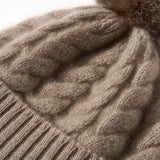 Elle Cable Cashmere Pom Beanie