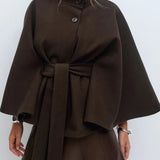 Novara Wool-Blend Cape Coat