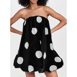 Women’s Polka Dot Strapless Bubble Mini Dress