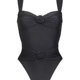 Ruched Rosette Bandeau One-Piece Swimsuit
