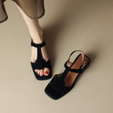 Mirea Suede T-Strap Sandals