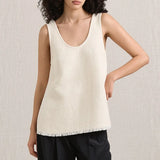 Women's Ramie Knit Tank Top Tassel Backless