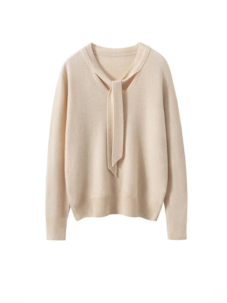Selene Scarf-Collar Cashmere Pullover