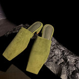 Women’s Leather Croc-Embossed Low Heel Mules