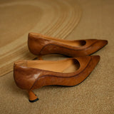 The Cognac Leather Kitten Heel Pump