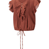 The Ruffle Front Gauze Crop Top