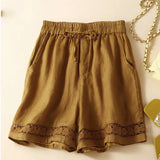 Lenora Embroidered Linen Shorts