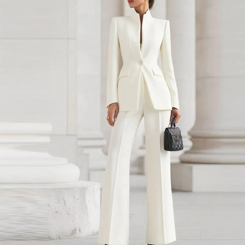 Vienna Slim Blazer Set in Camel — Trousers