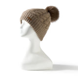 Elle Cable Cashmere Pom Beanie