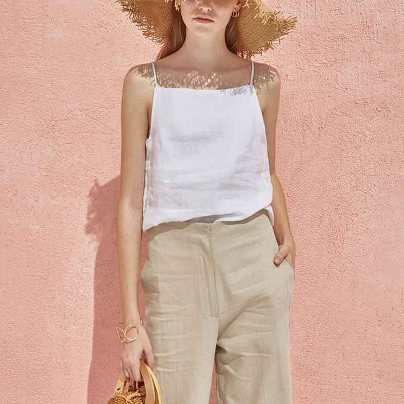 The Satin Strap Linen Cami