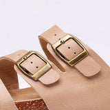 Women's Nappa Leather Orthopedic Double Buckle Slide