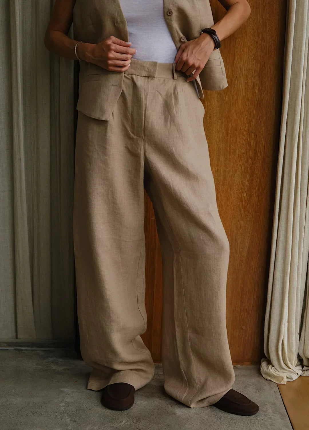 Arden Linen Wide-Leg Trousers