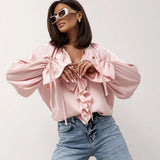 Liora Satin Ruffle Blouse