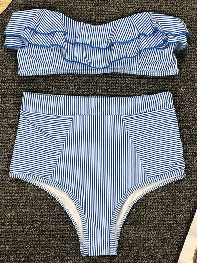 Riviera Ruffle Bandeau Bikini — Swimwear