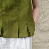 The Pleated Hem Linen Top