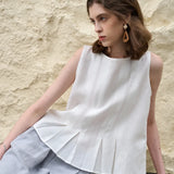 The Pleated Hem Linen Top